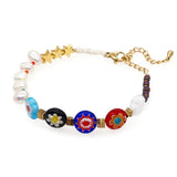 Real Stone Pattern Bracelet Stainless Steel Chain Freshwater Pearl Bracelets