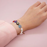 Real Stone Pattern Bracelet Stainless Steel Chain Freshwater Pearl Bracelets