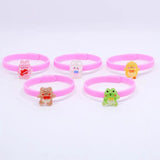 5Pcs Kids Wristband Bracelet Cartoon Animal Rabbit Dog Girl Jewelry