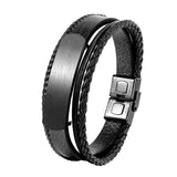 Multilayer Leather Bracelets Men Jewelry Stainless Steel Accessories