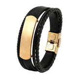Multilayer Leather Bracelets Men Jewelry Stainless Steel Accessories