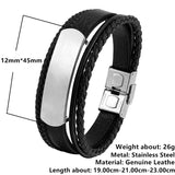 Multilayer Leather Bracelets Men Jewelry Stainless Steel Accessories