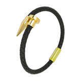 Stainless Steel Magnet Buckle Woven Cowhide Bracelet Men Women Jewelry Gift
