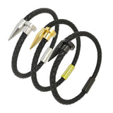 Stainless Steel Magnet Buckle Woven Cowhide Bracelet Men Women Jewelry Gift