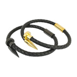 Stainless Steel Magnet Buckle Woven Cowhide Bracelet Men Women Jewelry Gift