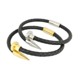 Stainless Steel Magnet Buckle Woven Cowhide Bracelet Men Women Jewelry Gift