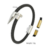Stainless Steel Magnet Buckle Woven Cowhide Bracelet Men Women Jewelry Gift