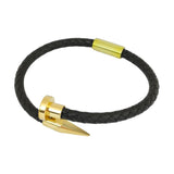 Stainless Steel Magnet Buckle Woven Cowhide Bracelet Men Women Jewelry Gift