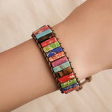 Chakra Bracelet Natural Stone Leather Wrap Couples Bracelet