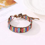 Chakra Bracelet Natural Stone Leather Wrap Couples Bracelet