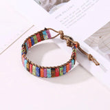 Chakra Bracelet Natural Stone Leather Wrap Couples Bracelet