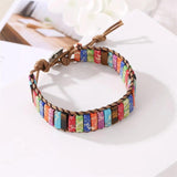 Chakra Bracelet Natural Stone Leather Wrap Couples Bracelet