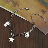 Smiley Stars Charms Link Bracelet Titanium Steel Chain Jewelry