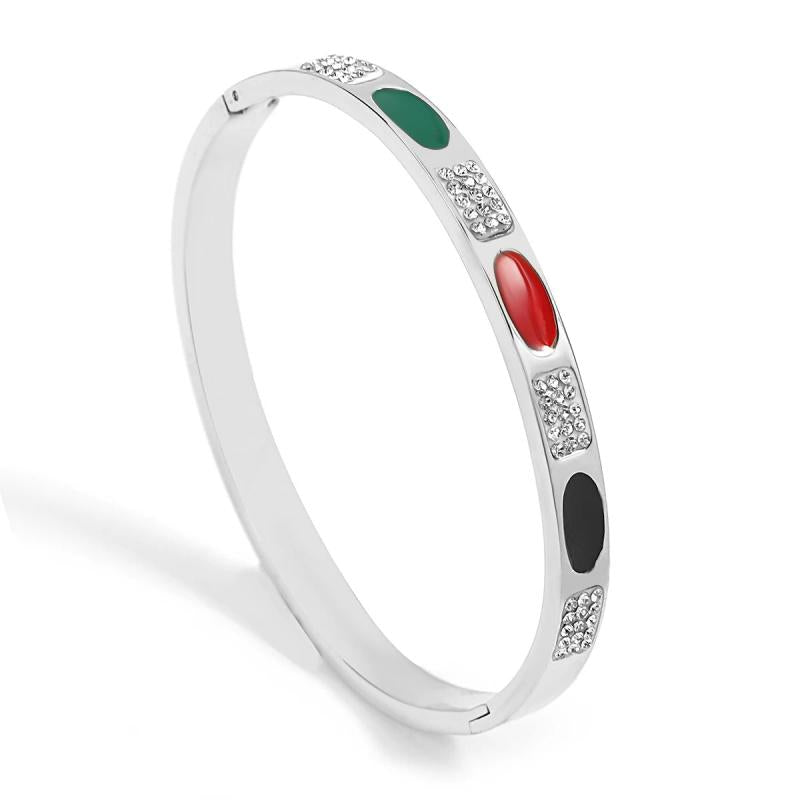 Stainless Steel Multicolor Enamel Bangle Bracelet for Women