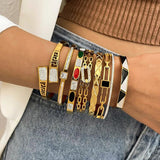 Stainless Steel Multicolor Enamel Bangle Bracelet for Women