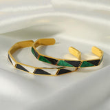 Stainless Steel Multicolor Enamel Bangle Bracelet for Women