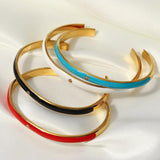 Stainless Steel Multicolor Enamel Bangle Bracelet for Women