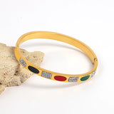 Stainless Steel Multicolor Enamel Bangle Bracelet for Women