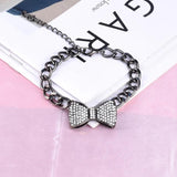 Rhinestone Bow Bracelet Geometric High Cuff Elastic Cord Initial Jewelry