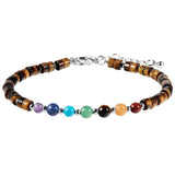 7 Chakra Crystal Stone Beads Bracelet Adjustable Flat Bangle Jewelry