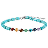 7 Chakra Crystal Stone Beads Bracelet Adjustable Flat Bangle Jewelry