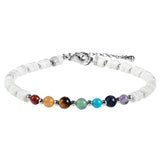 7 Chakra Crystal Stone Beads Bracelet Adjustable Flat Bangle Jewelry