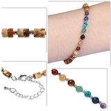 7 Chakra Crystal Stone Beads Bracelet Adjustable Flat Bangle Jewelry