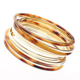 12 Pcs/Set Round Bangle Resin Metal Bracelet for Women