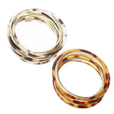 12 Pcs/Set Round Bangle Resin Metal Bracelet for Women