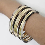 12 Pcs/Set Round Bangle Resin Metal Bracelet for Women