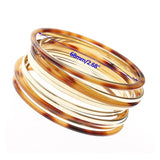 12 Pcs/Set Round Bangle Resin Metal Bracelet for Women