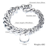 Silver Stainless Steel Men's Chain Link Bracelet & Bangles