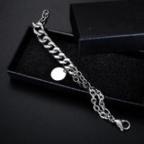 Silver Stainless Steel Men's Chain Link Bracelet & Bangles