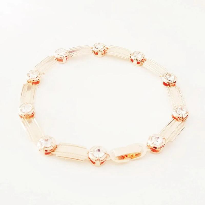 Rose 585 Cubic Zircon Wide Bracelet for Lady