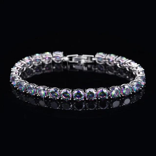 Pera Women Party Jewelry Crystal Stone Chain Bracelet Silver Plated B040