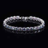 Pera Women Party Jewelry Crystal Stone Chain Bracelet Silver Plated B040