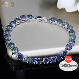 Pera Women Party Jewelry Crystal Stone Chain Bracelet Silver Plated B040