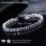 Pera Women Party Jewelry Crystal Stone Chain Bracelet Silver Plated B040