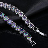 Pera Women Party Jewelry Crystal Stone Chain Bracelet Silver Plated B040