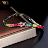 Pera Colorful CZ Silver Tennis Bracelet for Women