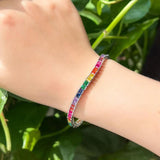 Pera Colorful CZ Silver Tennis Bracelet for Women