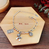 Tibetan Silver Smiling Face Elephant Rabbit Bracelet Men Women Jewelry