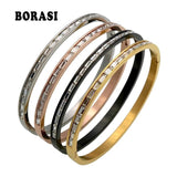 Crystal Stainless Steel Bangle Cuff Bracelet Wedding Jewelry