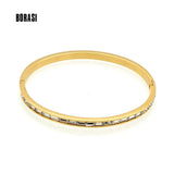 Crystal Stainless Steel Bangle Cuff Bracelet Wedding Jewelry