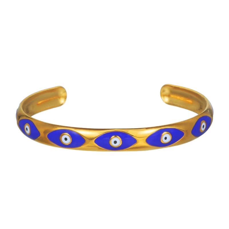 Bohemian Style Gold-Plated Open Bracelet Stainless Steel Eyes Adjustable Gift
