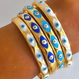 Bohemian Style Gold-Plated Open Bracelet Stainless Steel Eyes Adjustable Gift