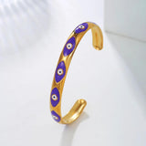 Bohemian Style Gold-Plated Open Bracelet Stainless Steel Eyes Adjustable Gift