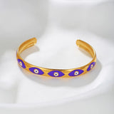 Bohemian Style Gold-Plated Open Bracelet Stainless Steel Eyes Adjustable Gift