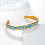 Bohemian Style Gold-Plated Open Bracelet Stainless Steel Eyes Adjustable Gift