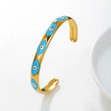 Bohemian Style Gold-Plated Open Bracelet Stainless Steel Eyes Adjustable Gift